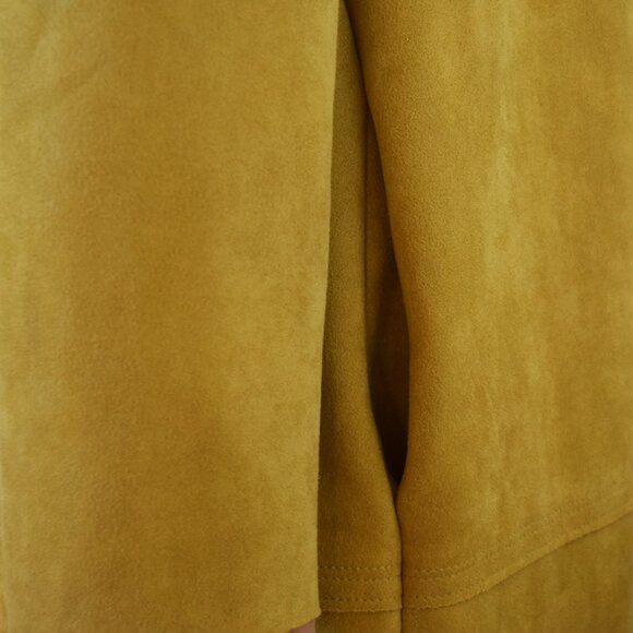 Philosophy Faux Suede Leather Mustard Open Front Coat with Pockets - Picture 10 of 14